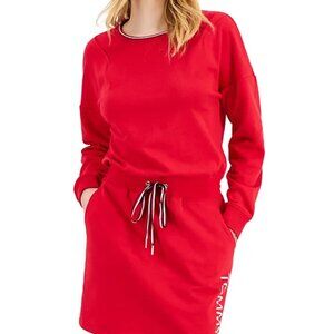 Tommy Hilfiger Women's Crewneck Sweatshirt Dress Large NWT Long Sleeves Red L